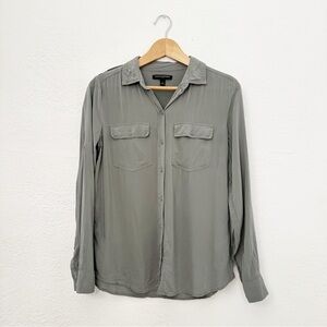 Banana Republic Gray/Green Camp Safari Button Front Shirt